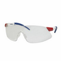 Strikers Safety Glasses with Red/ White/ Blue Frame & Clear Lens